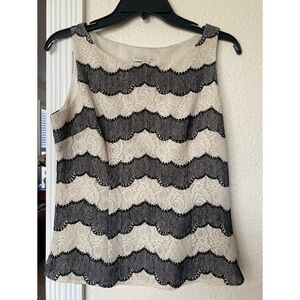 Eva Mendes lace top. Size S. Color black and cream